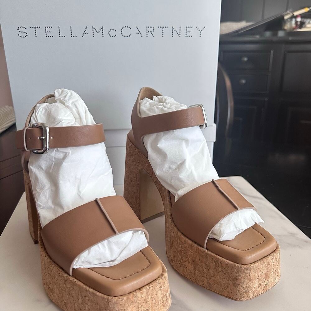 Stella McCartney Womens Skyla Alter Brown Platform Heels 38.5 Medium (MSRP $925) - Picture 3 of 7